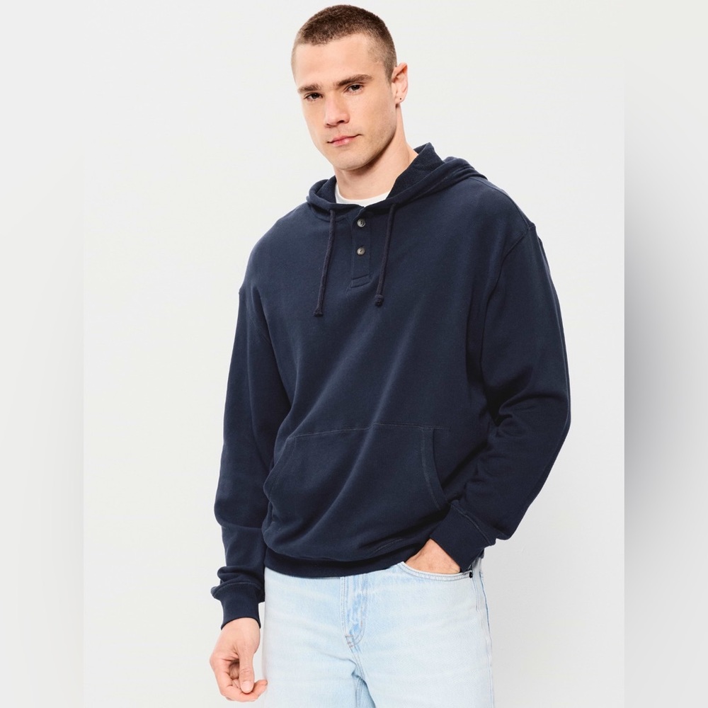 🆕 Old Navy Men’s French Terry Hooded Pullover Hoodie L